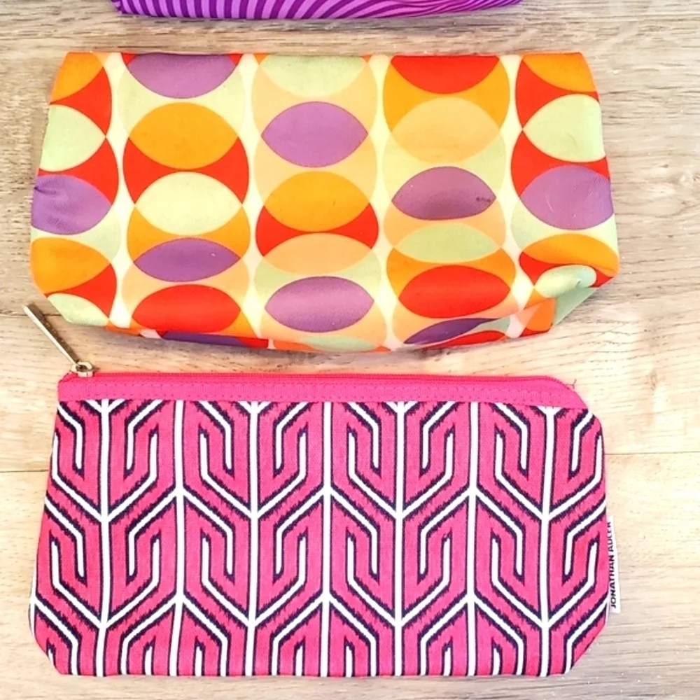 Clinique Lot Of 4 Colorful Floral & Geometric Print Makeup Cosmetic Travel Bags